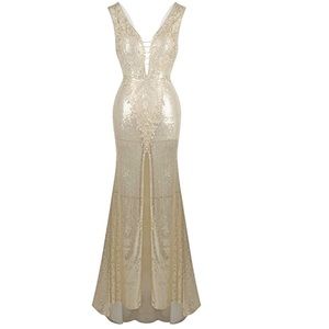 Gold Sequin Evening Dress